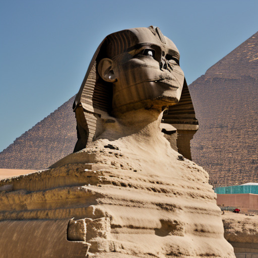 full shot of egyptian sphinx with the face of corajr